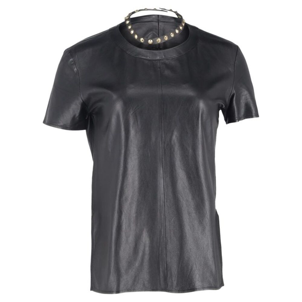 Givenchy Studded-Choker Accent T-Shirt in Black Lamb Leather